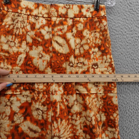 Zara Tie Dye Wide Leg Pants S Orange Beige Womens Linen Cotton Boho‎ Floral - Picture 7 of 12